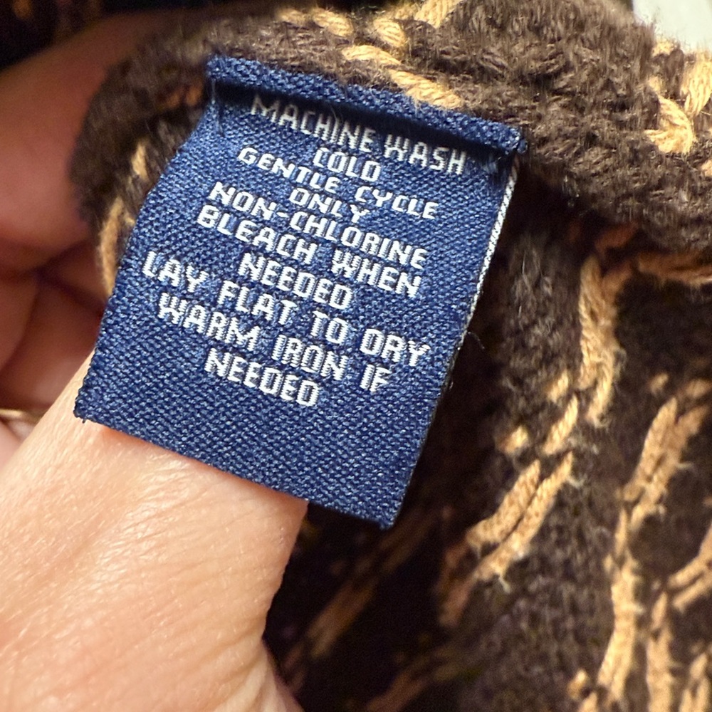 Chaps Ralph Lauren Vintage Fair Isle Shawl Cardigan Size L - Picture 6 of 16